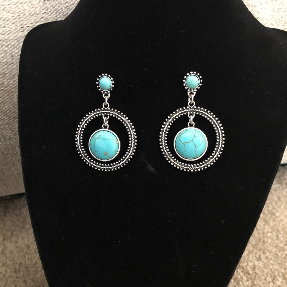Boho Pierced Turquoise Earrings